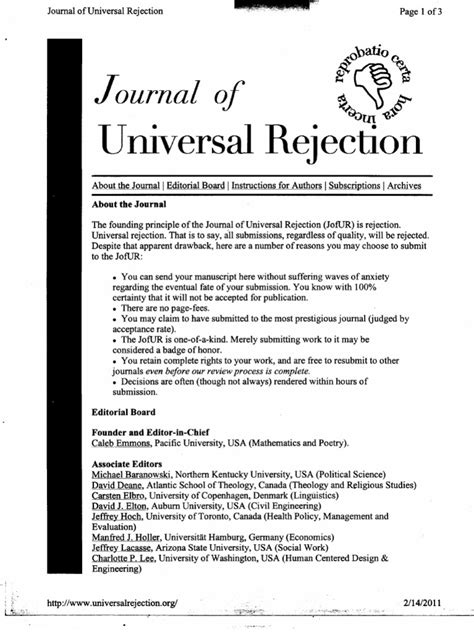 5 Ways To Cope With Journal Universal Rejection