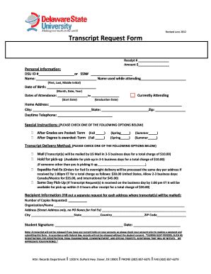 Delaware State University Transcript Request Process