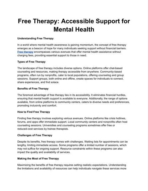 Free University Clinic Therapist: Accessible Mental Health Support