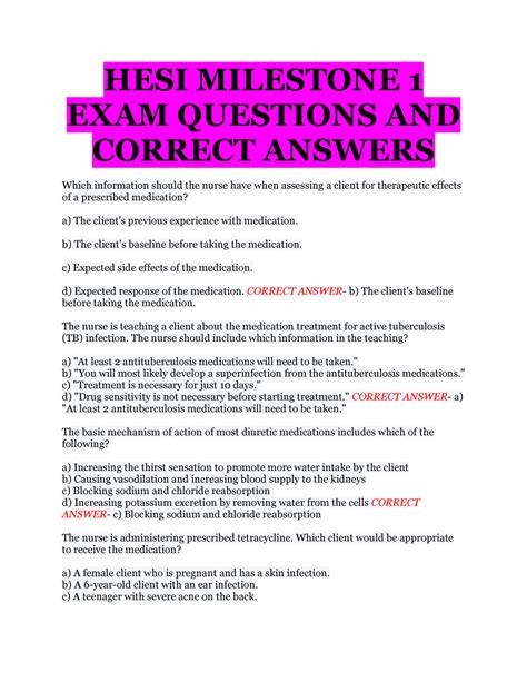 Hesi Milestone Exam 1 Study Guide For Herzing University