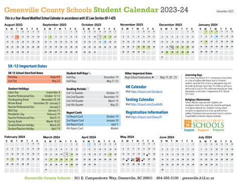 North Greenville University Academic Calendar Dates