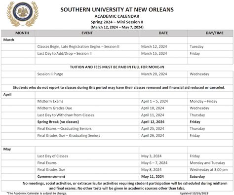 Southern University Academic Calendar 2024 Key Dates Revealed