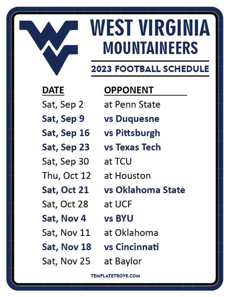 University Of Charleston Wv Football Schedule